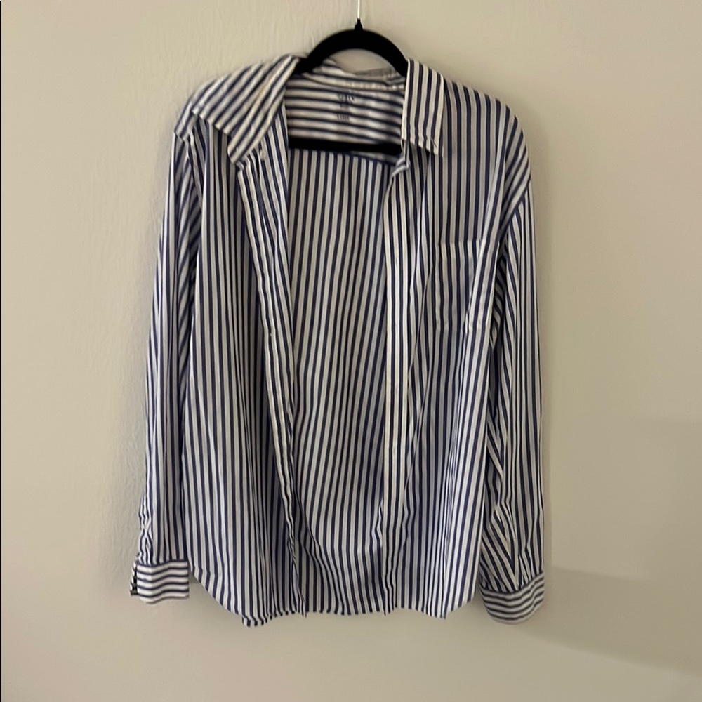 Jcrew Blue and White Striped Button-Up Shirt